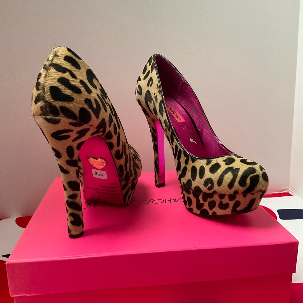 Betsey Johnson Leopard Heels with Stiletto Design